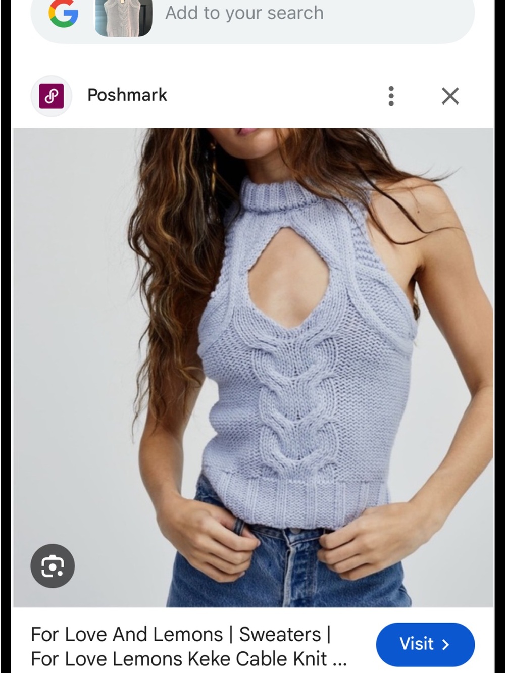 For Love And Lemons Lavender Cable-Knit Halter Tank